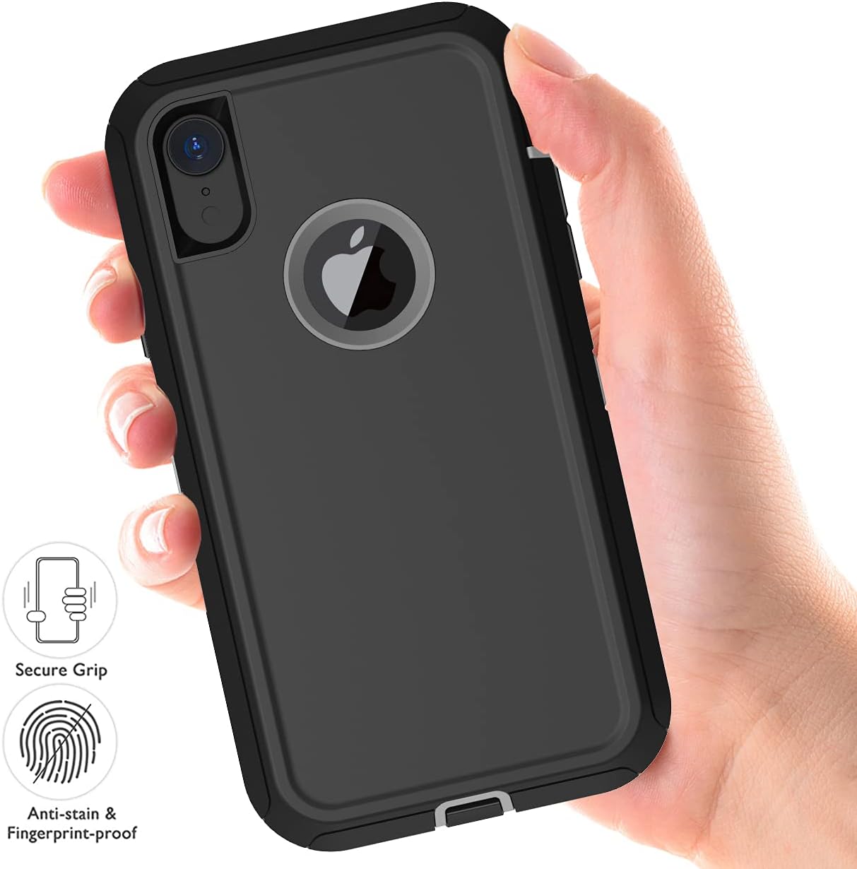 Funda para iPhone XR con 2 protectores de pantalla, resistente a los golpes, a prueba de caídas, a prueba de polvo, protección militar de 3 capas,