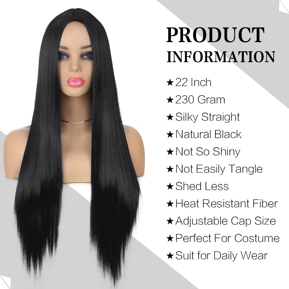 WIGER – Pelucas para mujeres y niñas con raíces oscuras con color degradado de cabello sintético naturalmente lacio y largo, resistente al calor y