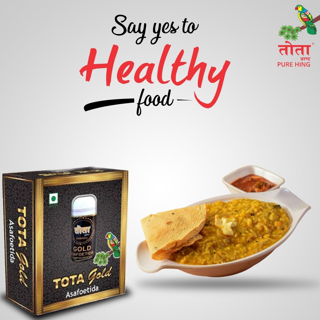 Tota Gold – Gránulos de asafoetida 100% puros  Especias indias naturales y veganas sin gluten  7 gm Hing Asafetida  El mejor sustituto de ajo y