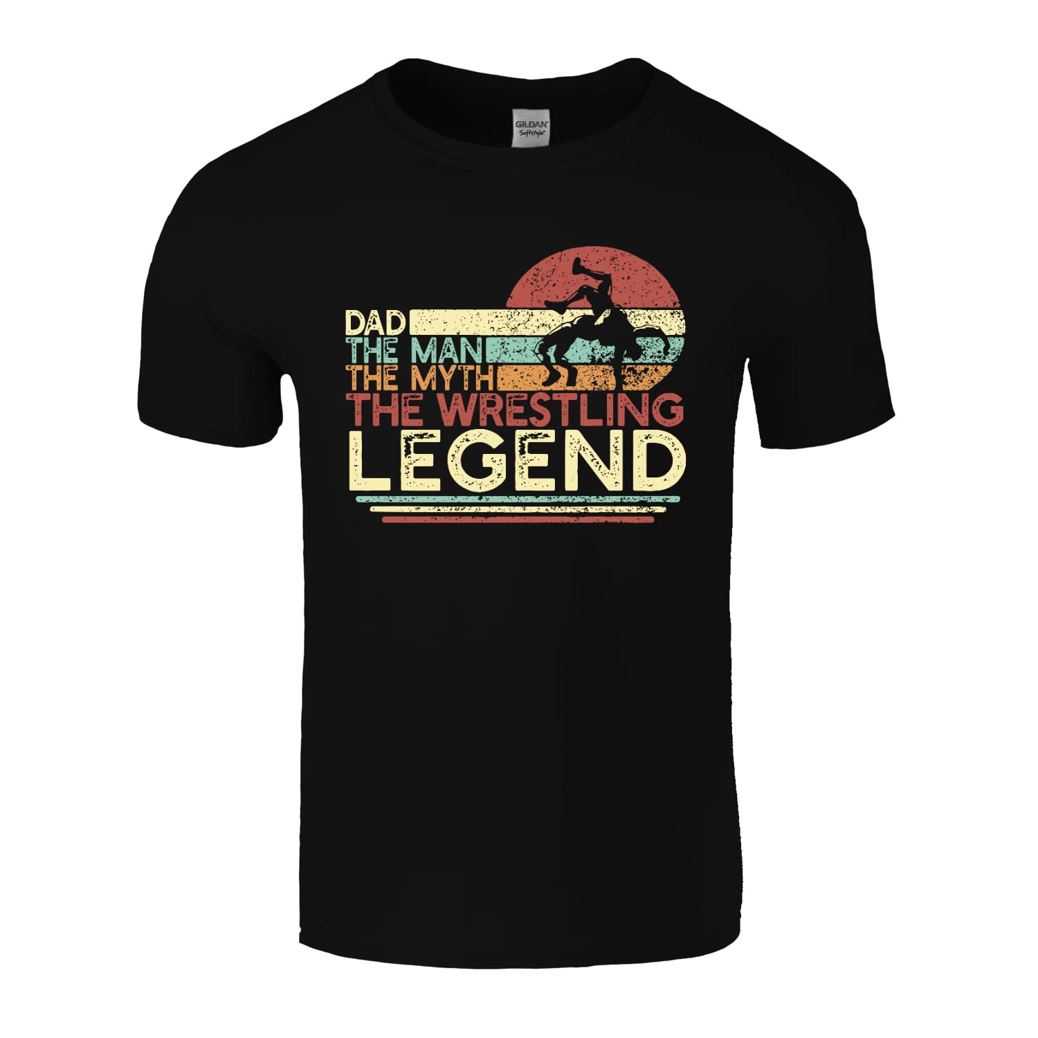 Dad The Man The Myth The Wrestling Legend T-Shirt- Wrestler Shirt For Men – Funny Cool Gift Sport Wrestling Graphic Tee (S)