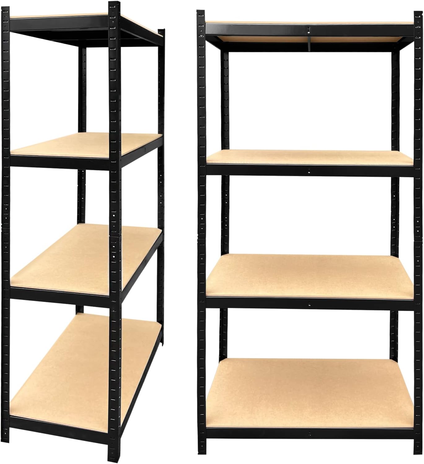 Estante de metal negro, 63.78 x 31.5 x 15.75 pulgadas (HWD) estante de almacenamiento, unidad de 4 capas – acero y MDF, componentes sin tornillos,