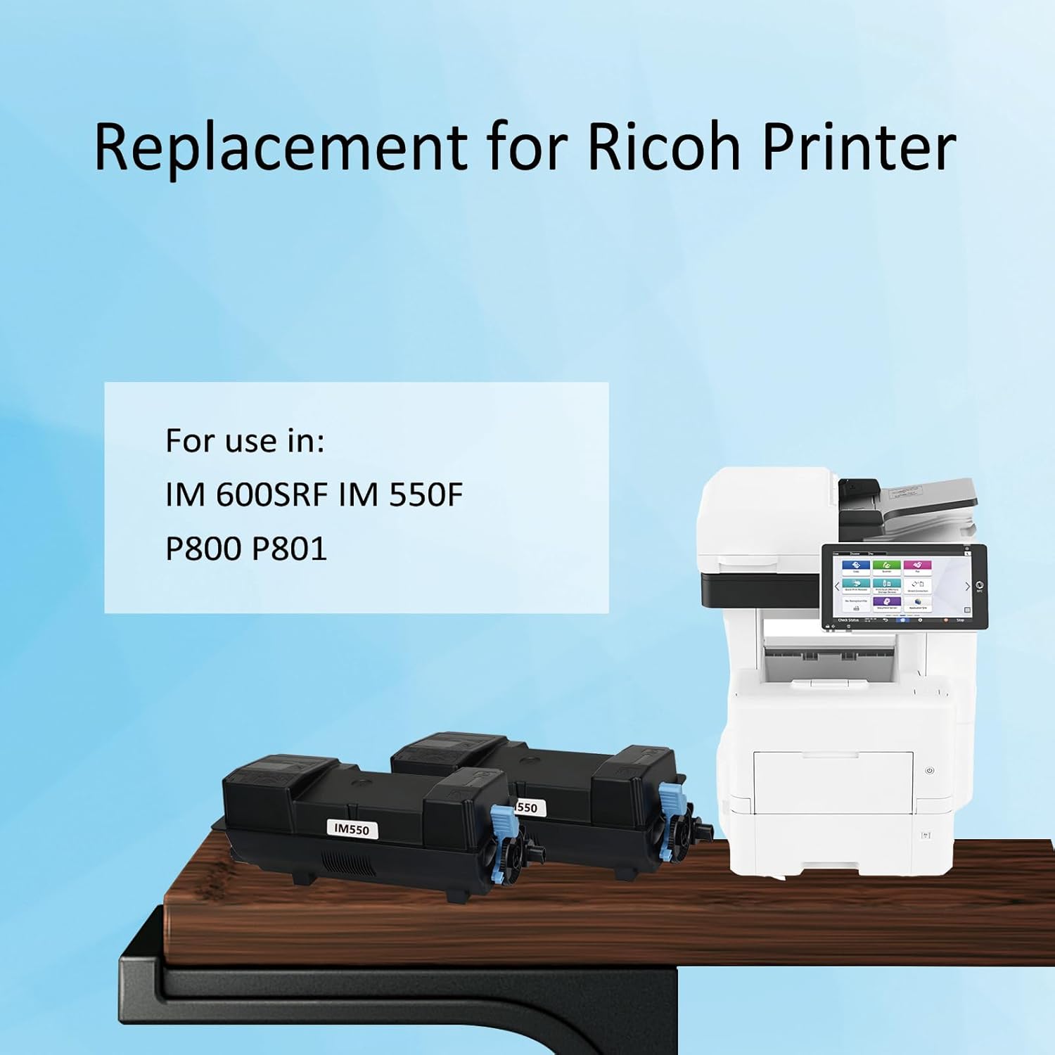 IM550 418477 Cartucho de tóner negro de repuesto para IM550 IM600 para Ricoh IM600SRF IM550F P800 P801 de alta capacidad (25500 páginas, 2 unidades)