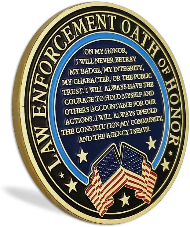 Moneda de desafío de aplicación de la ley de Estados Unidos delgada línea azul policial oración militar
