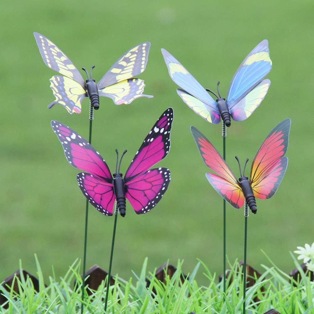 NUOBESTY Decoración de estacas de jardín de mariposas, mariposas falsas, decoración de patio, estacas de mariposas 3D para interiores y exteriores,