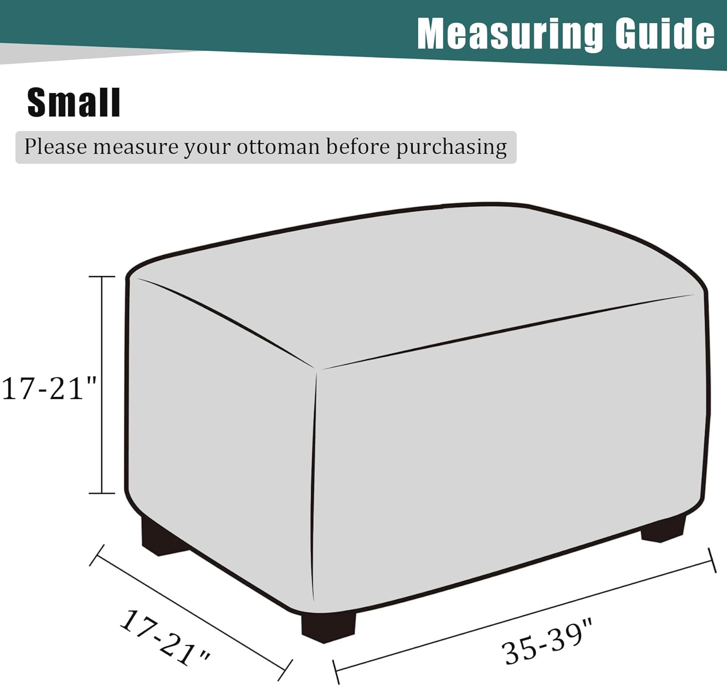 Fundas otomanas elásticas, fundas otomanas de jacquard suave, fundas rectangulares de almacenamiento para taburetes, protector de muebles para sala