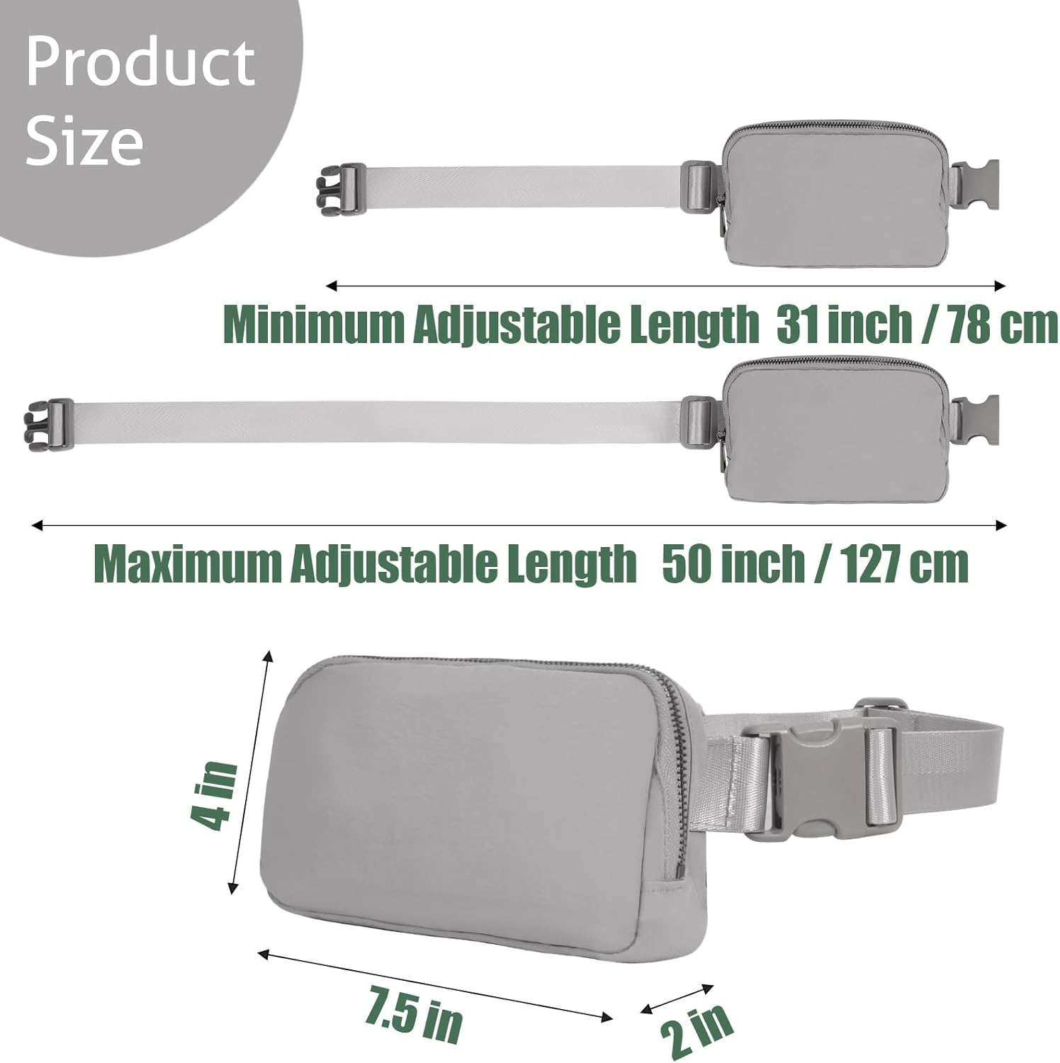 Riñonera para mujeres y hombres, bolsa cruzada para la cintura, para viajes, correr, senderismo, entrenamiento, S – Gris, Riñonera Moda