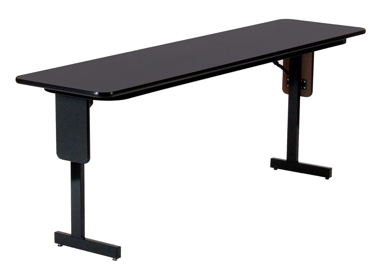 Mesa de patas plegables Correll, rectangular, con laminado de alta presión, para usar en el aula y seminarios, Granito negro, 1