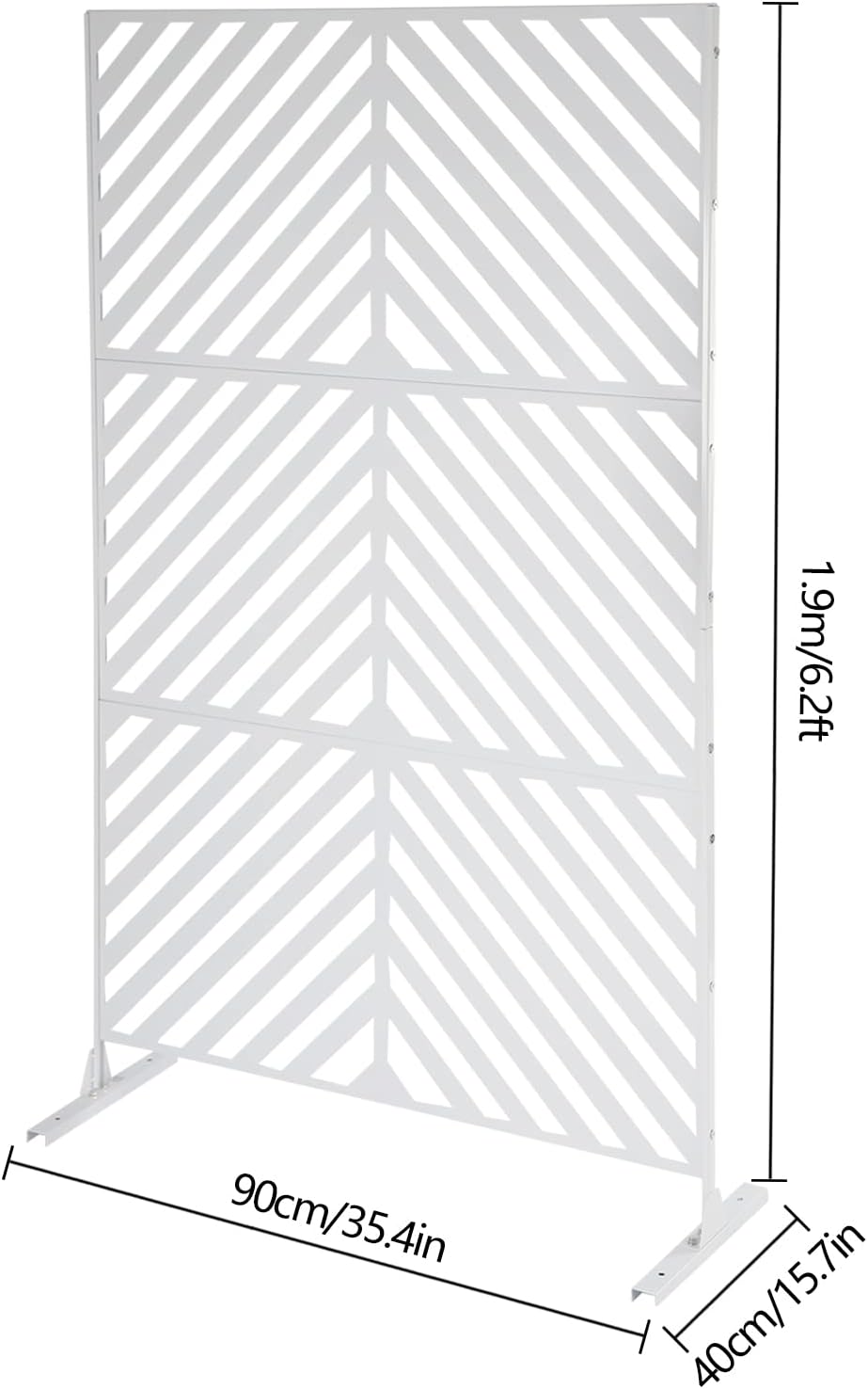 Paneles de pantalla de privacidad para interiores y exteriores, soporte de valla blanca, pantalla de privacidad de metal, decoración a rayas para