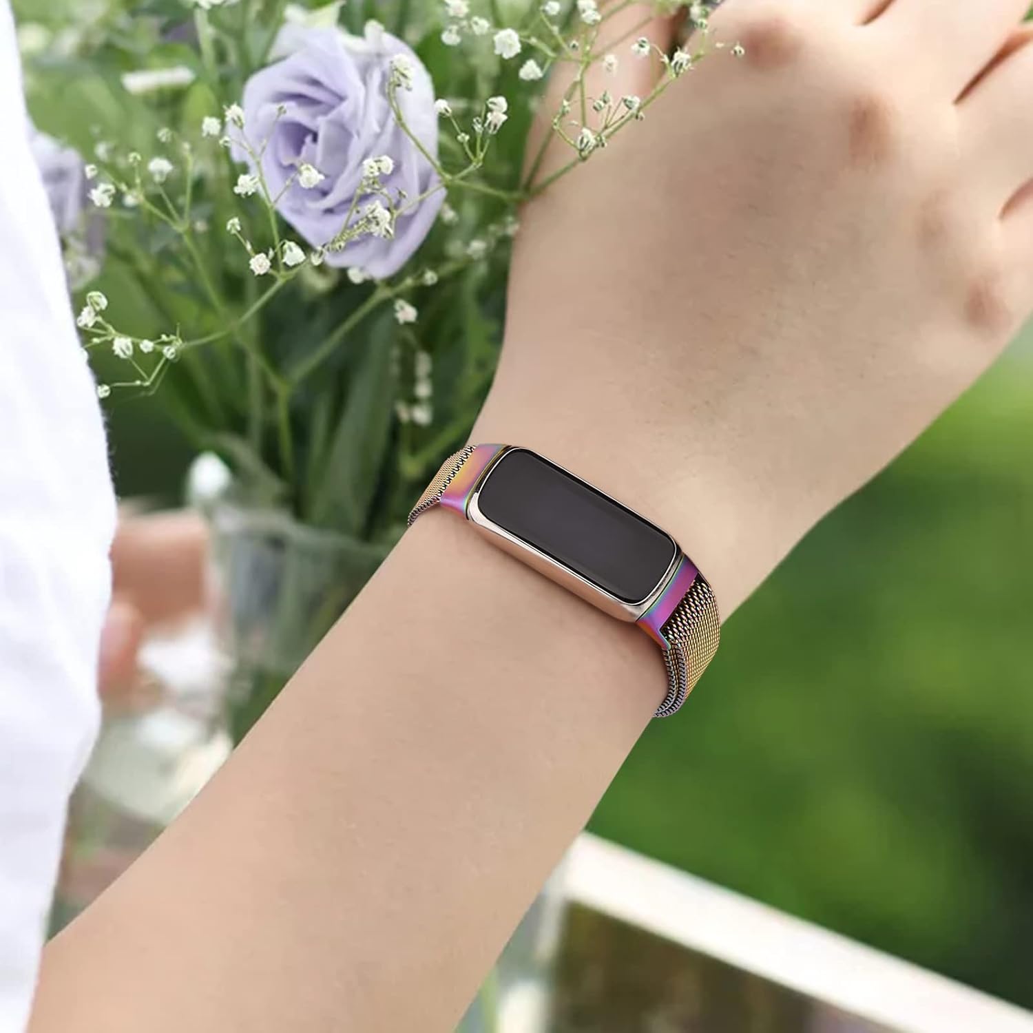 Correa de metal compatible con Fitbit Luxe Bands, correa de repuesto ajustable de malla de acero inoxidable para Fitbit LuxeLuxe Special Edition
