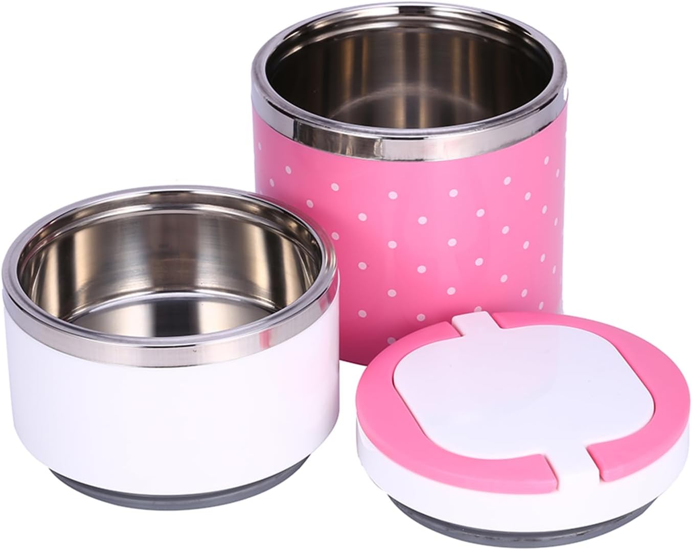 Aramox Lonchera térmica térmica de acero inoxidable de 2 capas, contenedor de alimentos con compartimento caliente, fiambrera Bento, lonchera