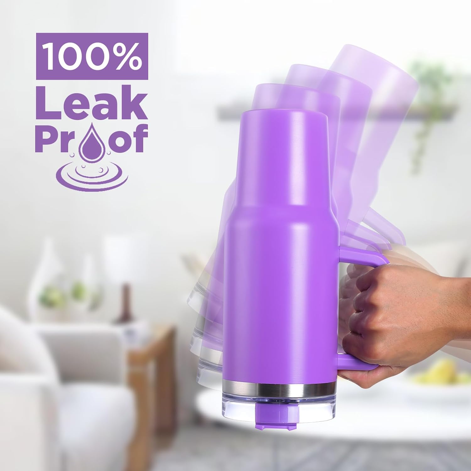 Vaso prémium de 40 onzas con asa aislada de acero inoxidable, mantiene las bebidas calientesfrías durante 24 horas, tapa a prueba de derrames,