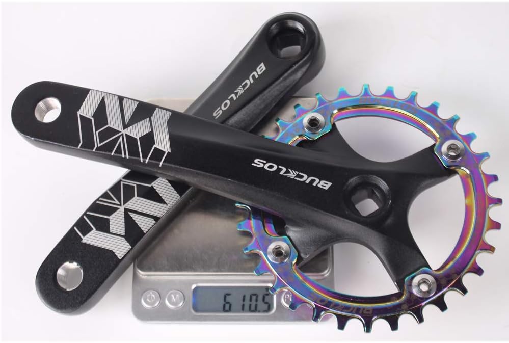 BUCKLOS MTB – Grüeta cuadrada cónica de 6.693in, 104 BCD de montaña estrecho de dientes anchos 323436384042T, plato redondo y ovalado de una sola
