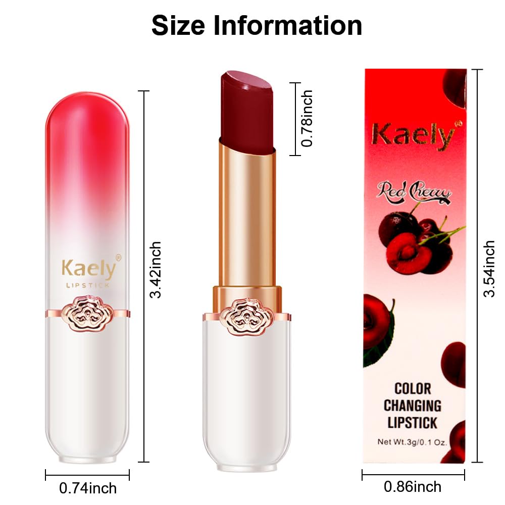 evpct 3 unids Peach Strawberry Black Red Cherry Lip Balm Color Changing Lipstick Set PH Mood Magic Lipstick Larga duración impermeable 24 horas