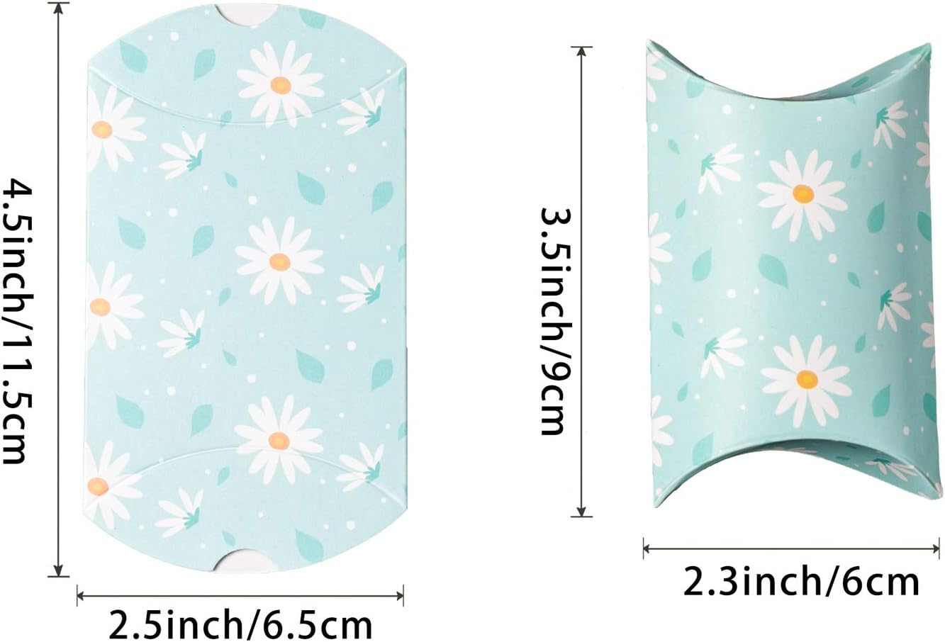 Paquete de 50 cajas de papel para almohada de regalo, dulces y chocolates, bolsas para tartas, para bodas, fiestas, Navidad, 3.5 x 2.3 pulgadas