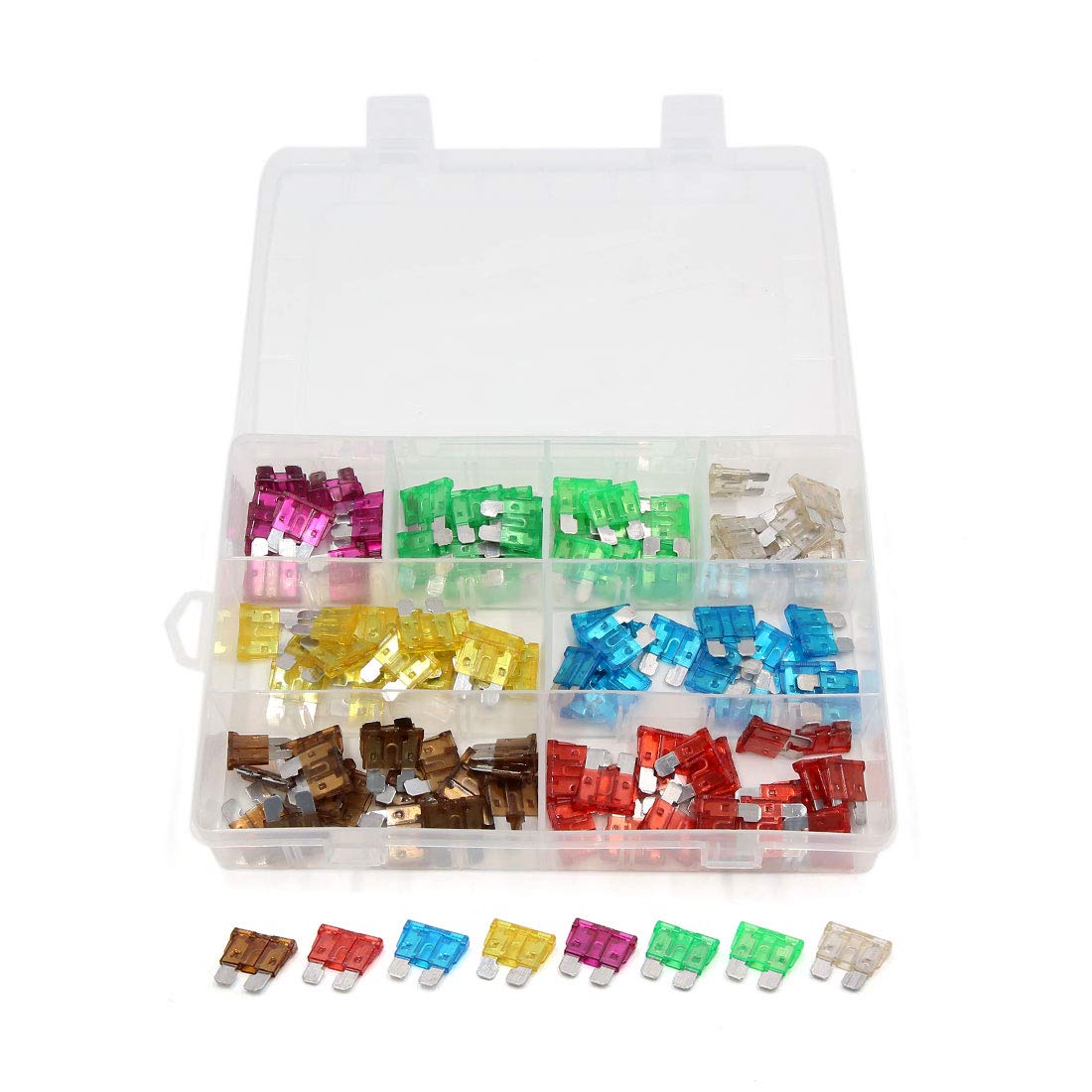 110Pcs 7.5A 10A 15A 20A 25A 30A 35A 40A ATC ATO Auto Car Truck Regular Blade Fuse Kit