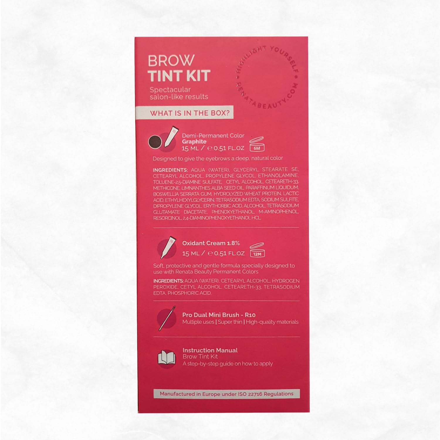 RB RENATA BEAUTY Kit de tinte de cejas  Juego de tinte para cejas  Kit de tinte con tinte de color, revelador de crema y cepillo de peinado  Efecto