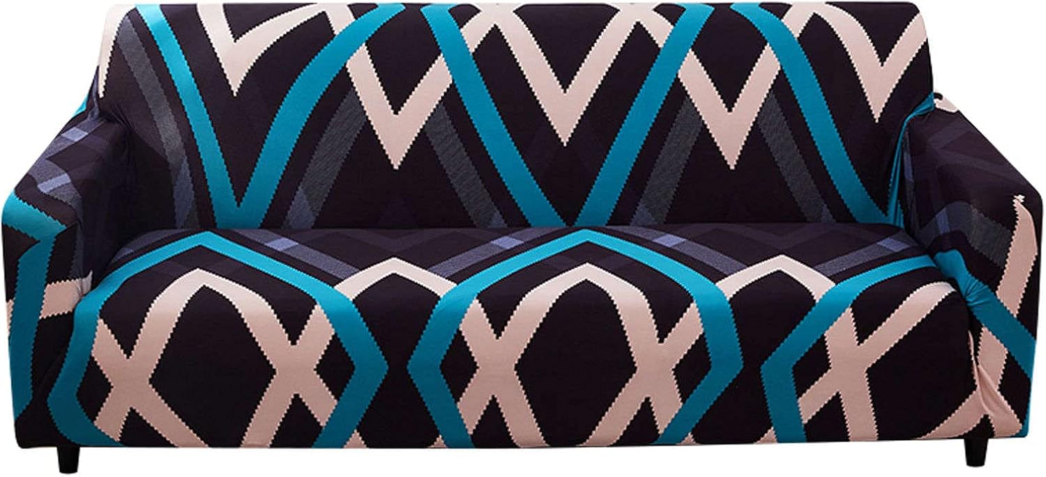 Funda elástica estampada para sofá de 2 cojines, lavable, protector de muebles suave con parte inferior elástica para sala de estar D-1 asiento