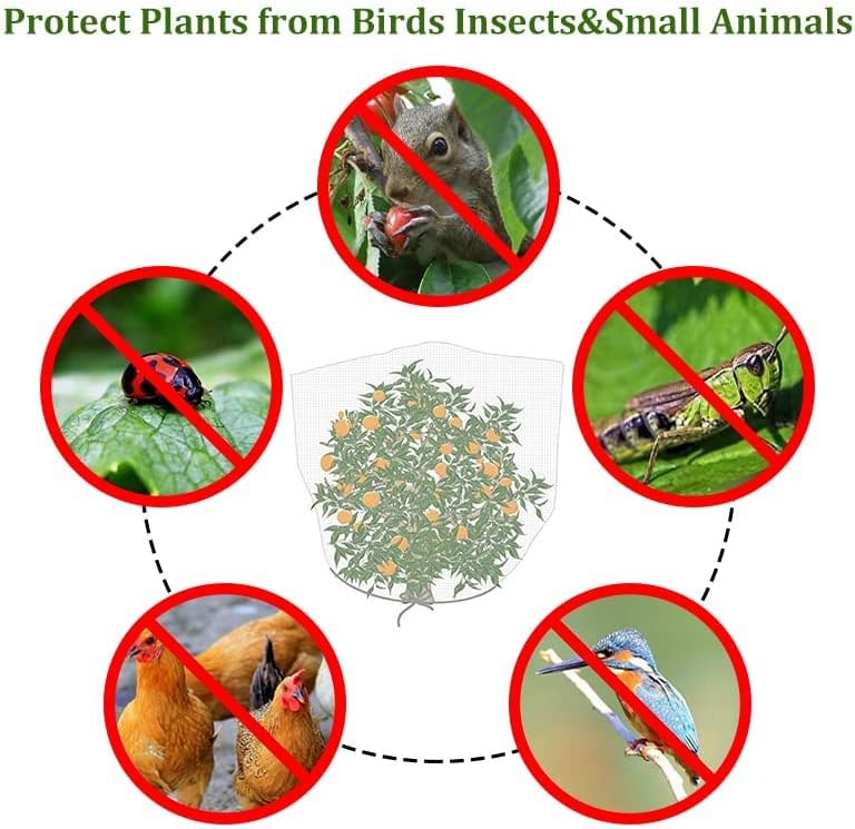 Agfabric Bird Netting – Red de jardín de 84 pulgadas de alto x 72 W, barrera de plagas de insectos, cubierta de plantas para árboles frutales, bolsa