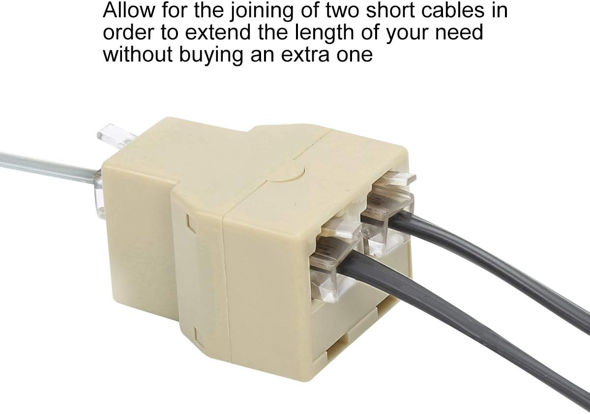 Uvital RJ12 6P6C 1 hembra a 2 divisores de línea telefónica hembra, conector y separador de cable de teléfono fijo (amarillo, paquete de 4)