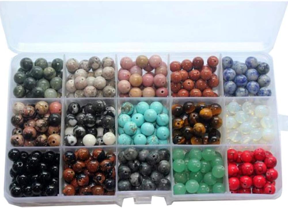 450 cuentas redondas de piedra natural sueltas, orificio de 0.04pulgadas, cuentas lisas para manualidades, pulseras, collares, aros y bisutería