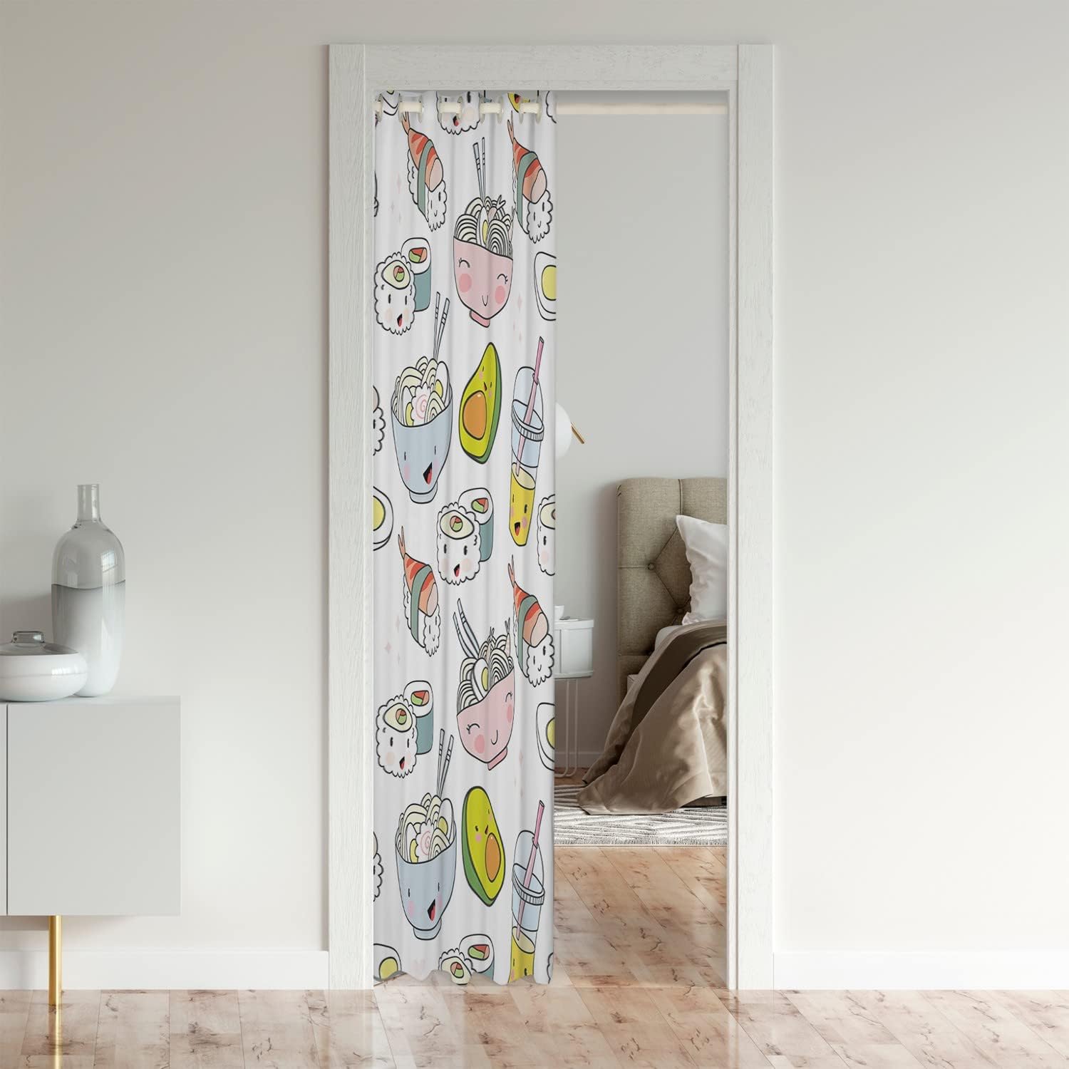 Cortina de puerta de sushi para puerta, 34 x 80 pulgadas, estilo kawaii, estilo kawaii, para puerta de armario, cortina de estilo japonés, cortina