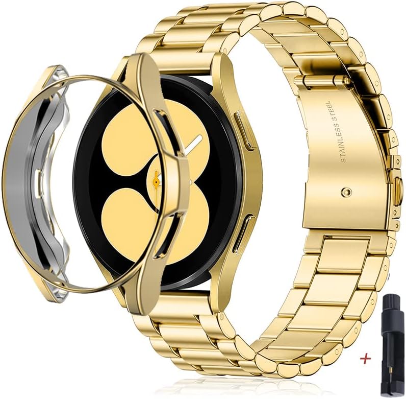 Compatible con Samsung Galaxy Watch 6 1.732 in 1.575 in Correa de acero inoxidable con funda de TPU Galaxy Watch 6 Classic 1.850 in 1.693 in funda
