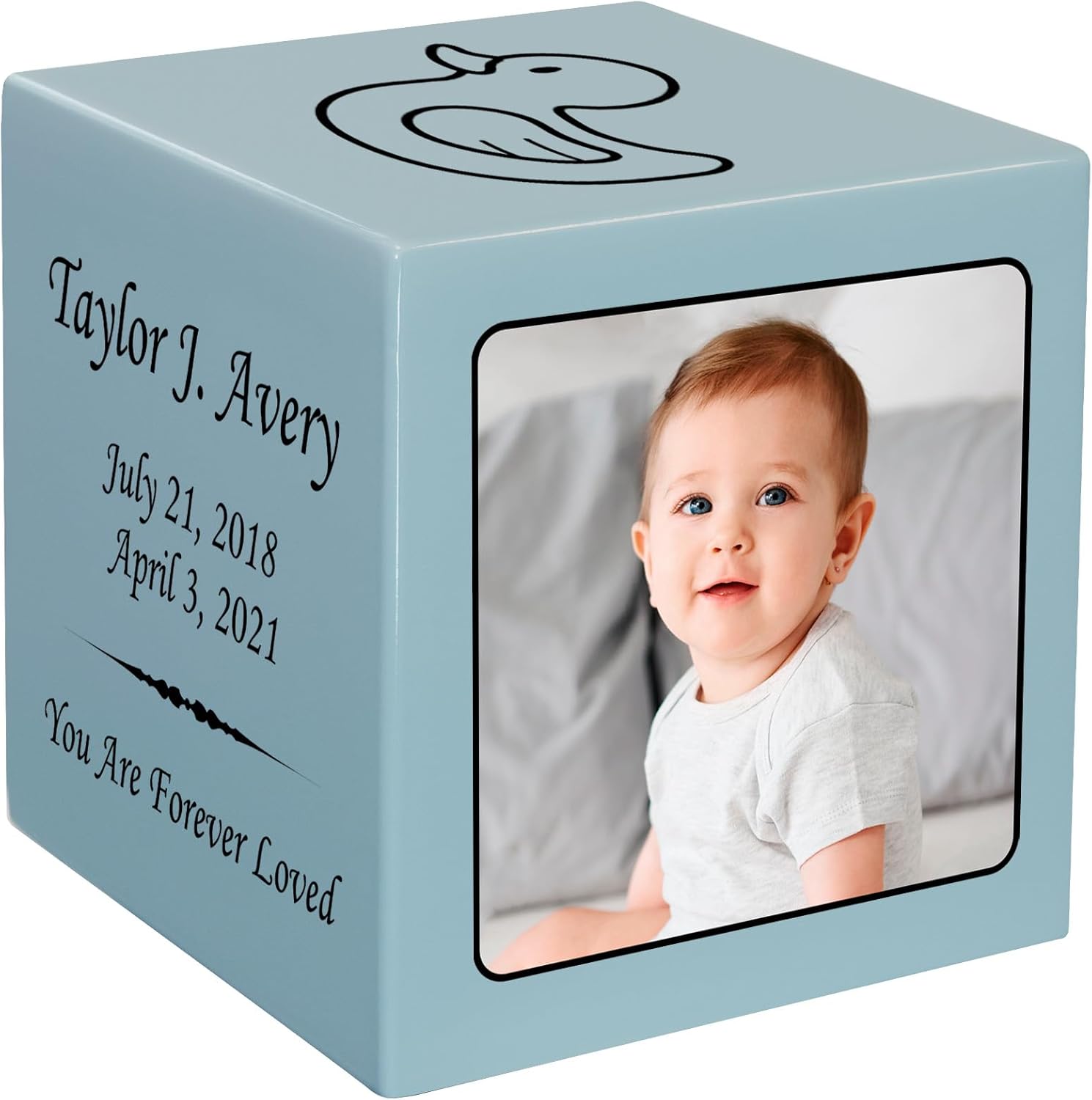 Stonewood – Urna de cremación fotográfica personalizada para cenizas infantiles, urna de cremación de madera compuesta para cenizas de niños,