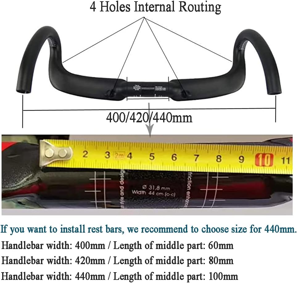 Manillar RXL SL de carbono para bicicleta de carretera, 3.18 cm, 40 cm, 42 cm, 44 cm (31,8 mm, barra curva para manillas de bicicleta, de 400, 420 y