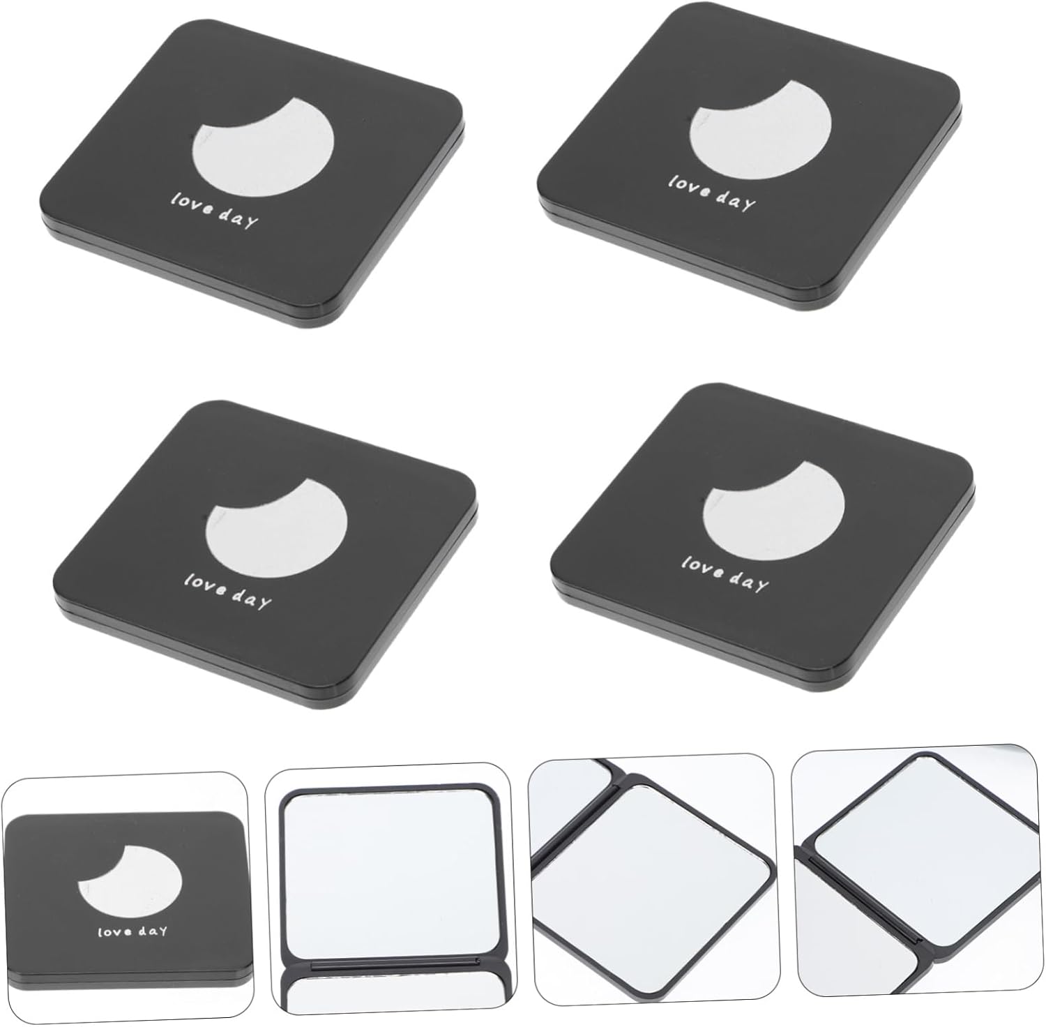 Espejo redondo de 4 piezas, espejo pequeño y compacto, espejo de aumento compacto para monederos, cuadrado, maquillaje, bolso de mamá, doble cara,