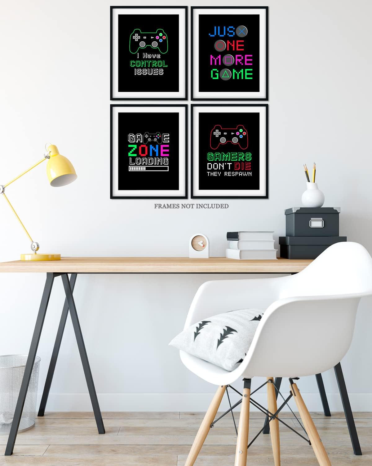 Decoración de sala de juegos para niños, cosas geniales para tu habitación, cueva de hombre, dormitorio, sala de juegos o bar, juego de 4 accesorios
