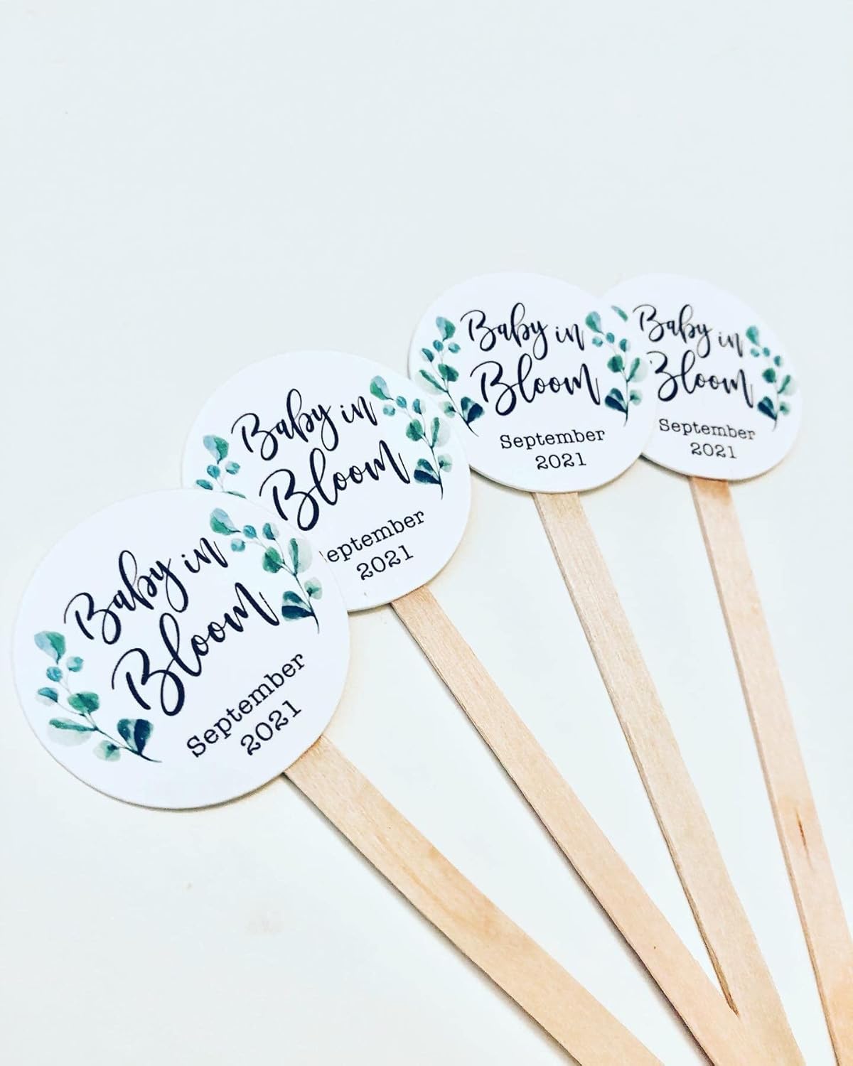 Succulent Favor Tags Baby Shower Thank you Tags on Stick Baby in Bloom – pack of 10