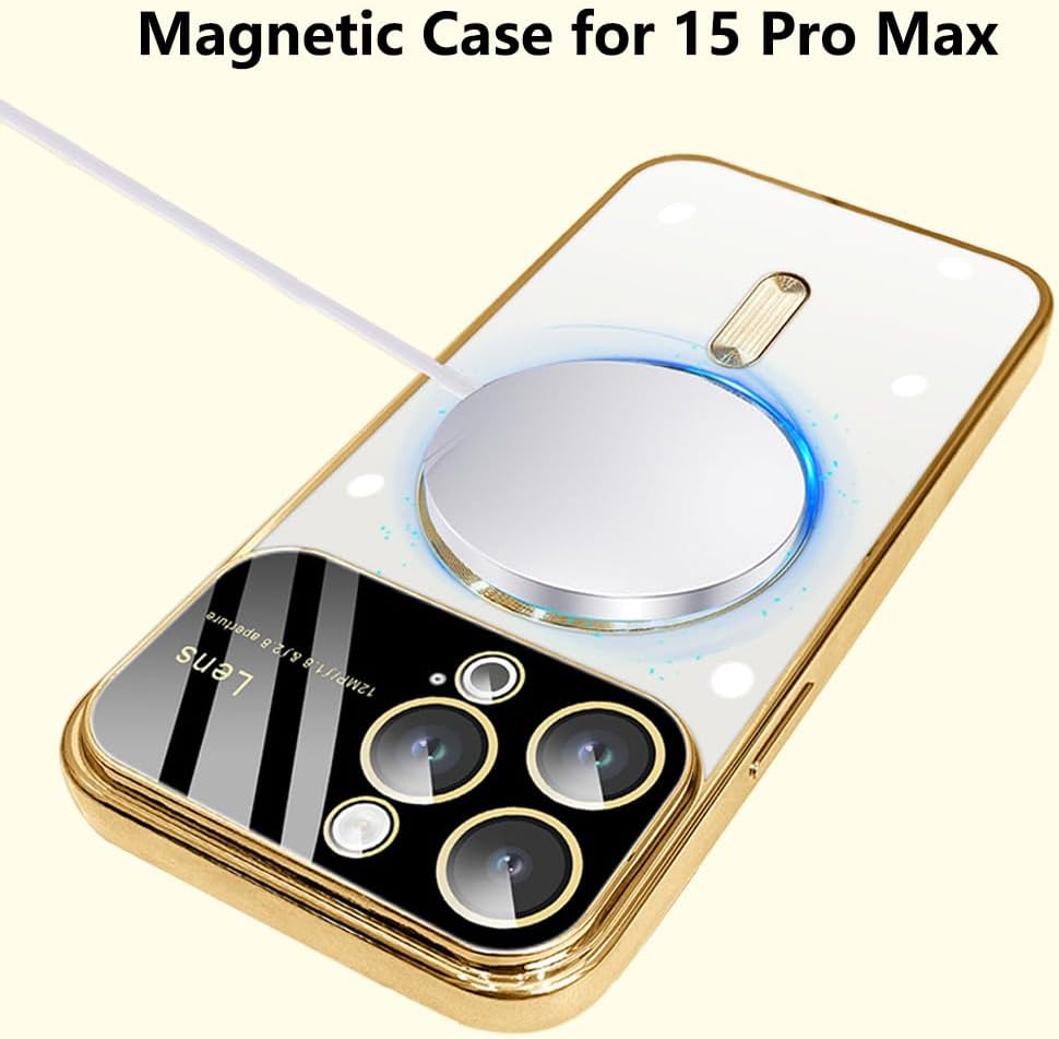 LSL Funda magnética transparente para iPhone 15 Pro Max de 6.7 pulgadas compatible con MagSafe con protección completa para la cámara, a prueba de