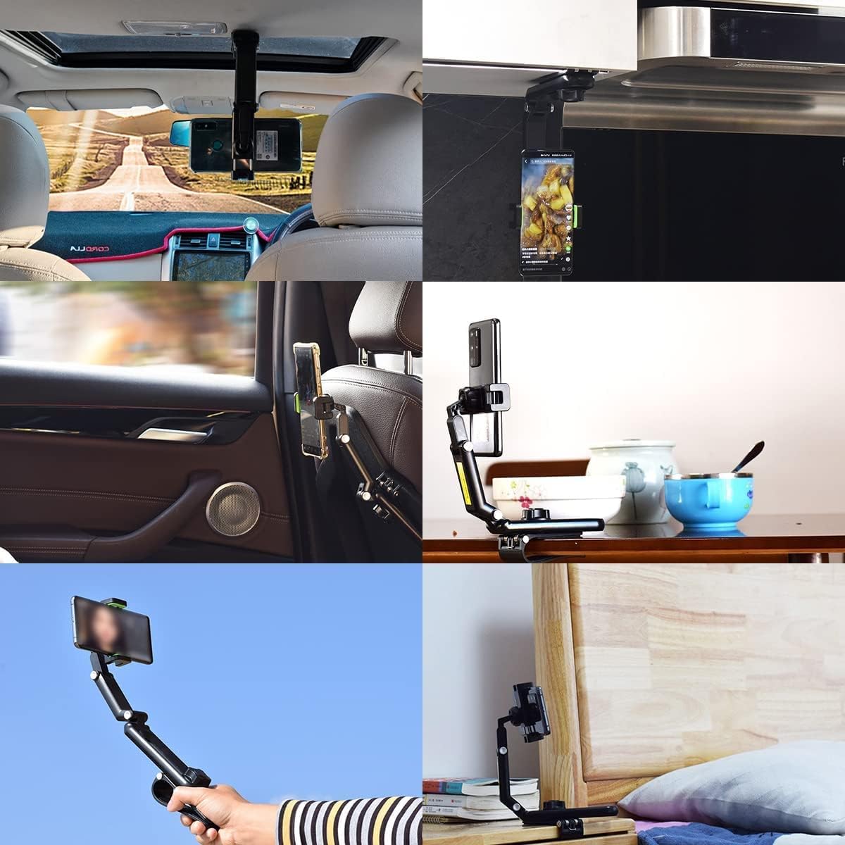 Soporte de teléfono celular para automóvil, clip de montaje de teléfono celular de automóvil, soporte giratorio de 360 para visera solar de