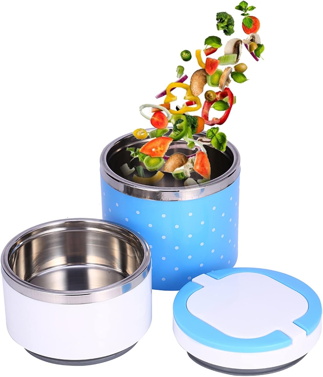 Fiambrera de 2 capas de aislamiento de acero inoxidable termo térmica lonchera contenedor de alimentos suministros de cocina