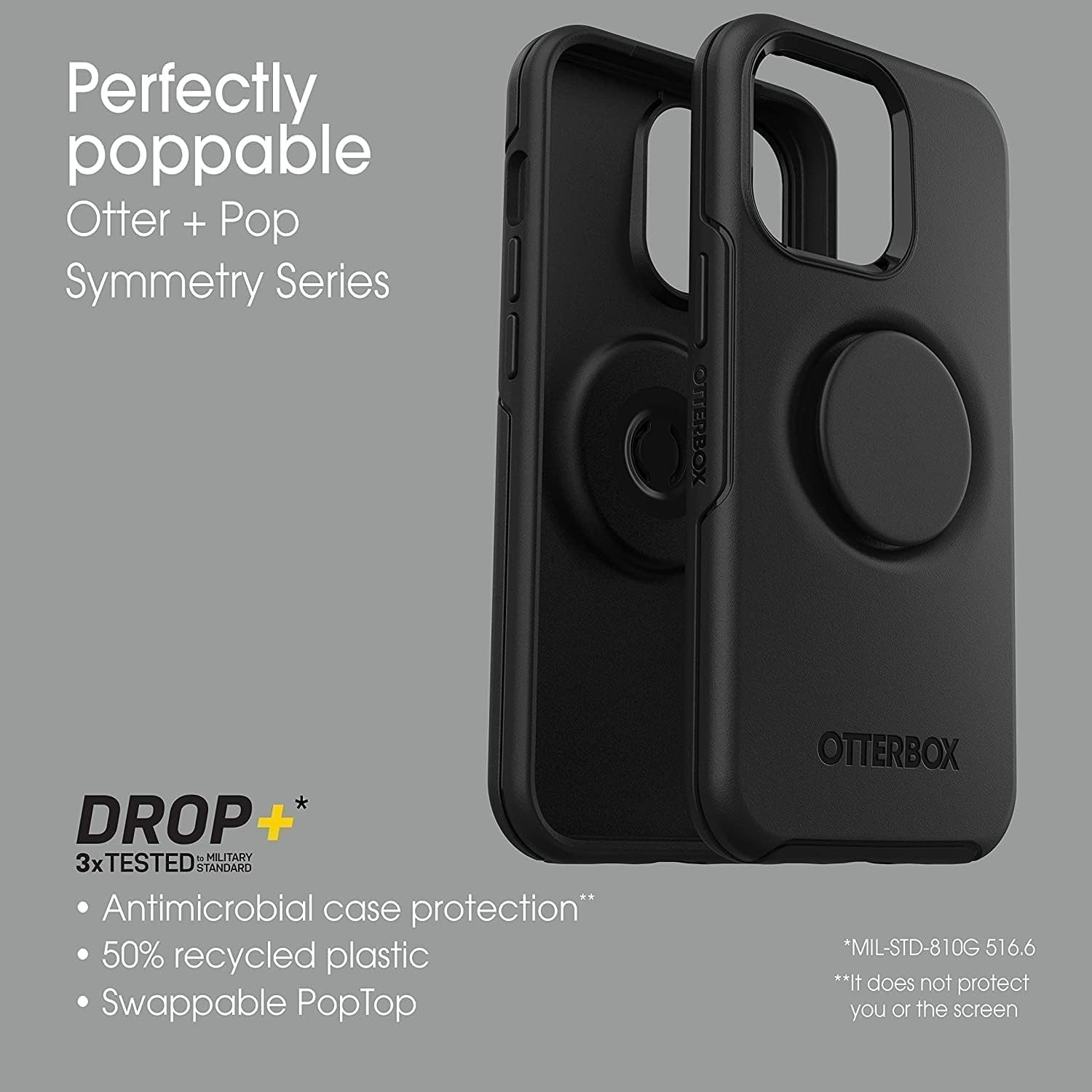 OtterBox + Pop Symmetry Series – Funda para iPhone 12 y iPhone 12 Pro (solamente) – Embalaje no minorista – Stay Peachy (gráfico rosa)