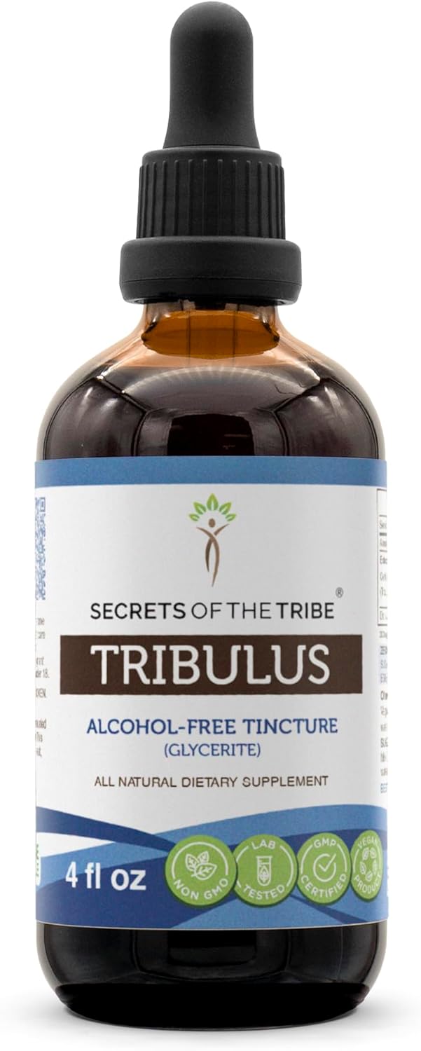 Secrets of the Tribe Tribulus Tintura Extracto sin alcohol, gotas de hierbas de alta potencia, tintura hecha de cola de pavo silvestre (Trametes