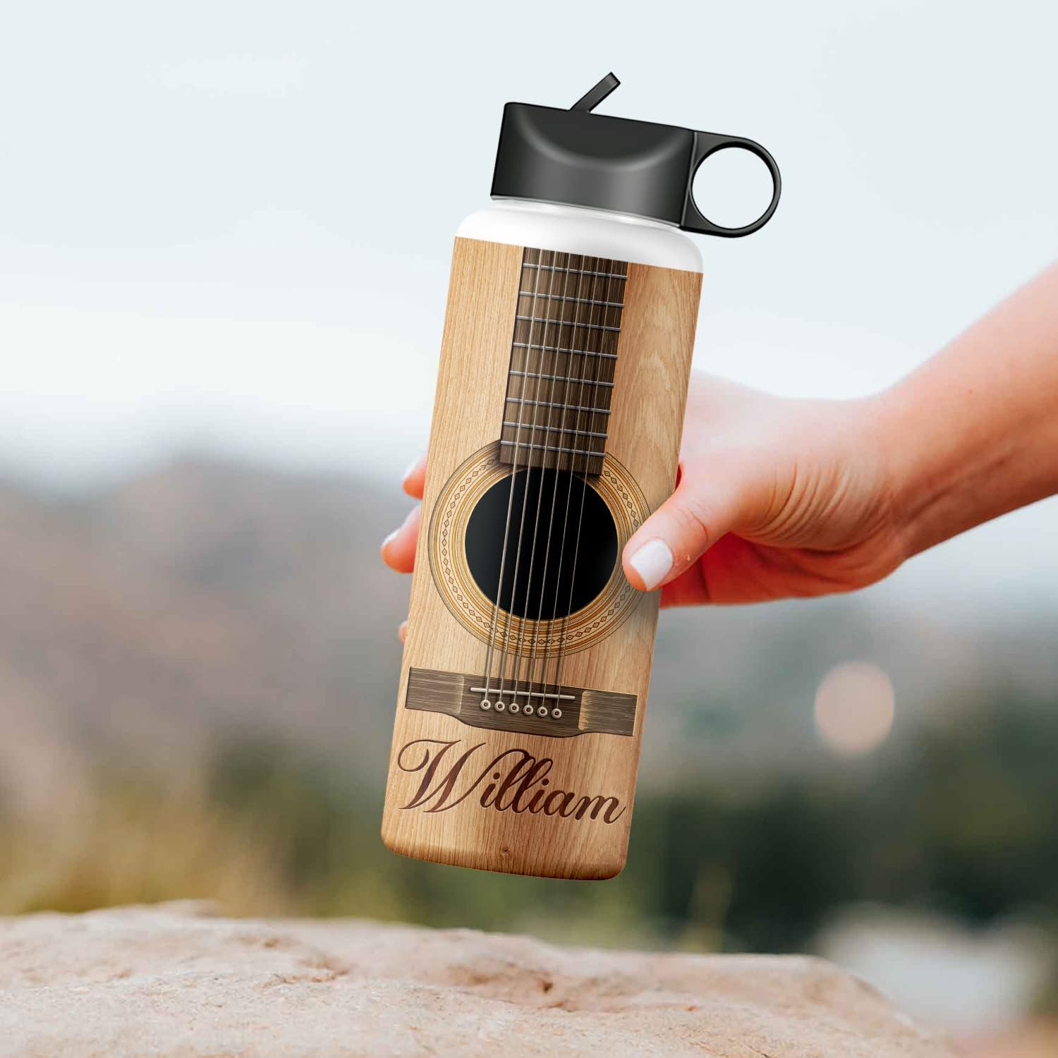 Zocoshi Botella de agua de guitarra personalizada Información nutricional de guitarrista, regalos personalizados  Regalos para guitarristas hombres,