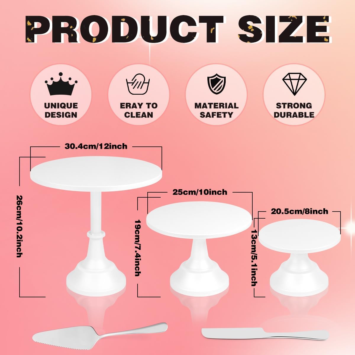 mwellewm Juego de 5 soportes redondos de metal alto para tartas para mesa de postres, soporte para cupcakes de 8, 10, 12 pulgadas, para fiesta,