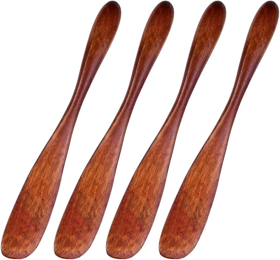 lasenersm 4 piezas de mantequilla de madera, espátula de crema de madera, esparcidores de queso, máscara cosmética, cuchara mezcladora, espátulas de