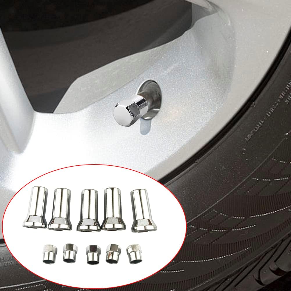 SEADEAR Funda de vástago de válvula de goma cromada ABS 10 piezas Kit de ajuste de tapa de válvula utilizado para TR413AC Kit de accesorios de