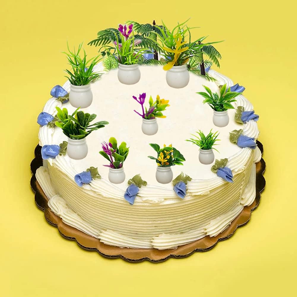 MEMOVAN 10 piezas de plantas de casa de muñecas en miniatura, planta bonsái, casa de muñecas, mini planta verde, flor en maceta, adorno de