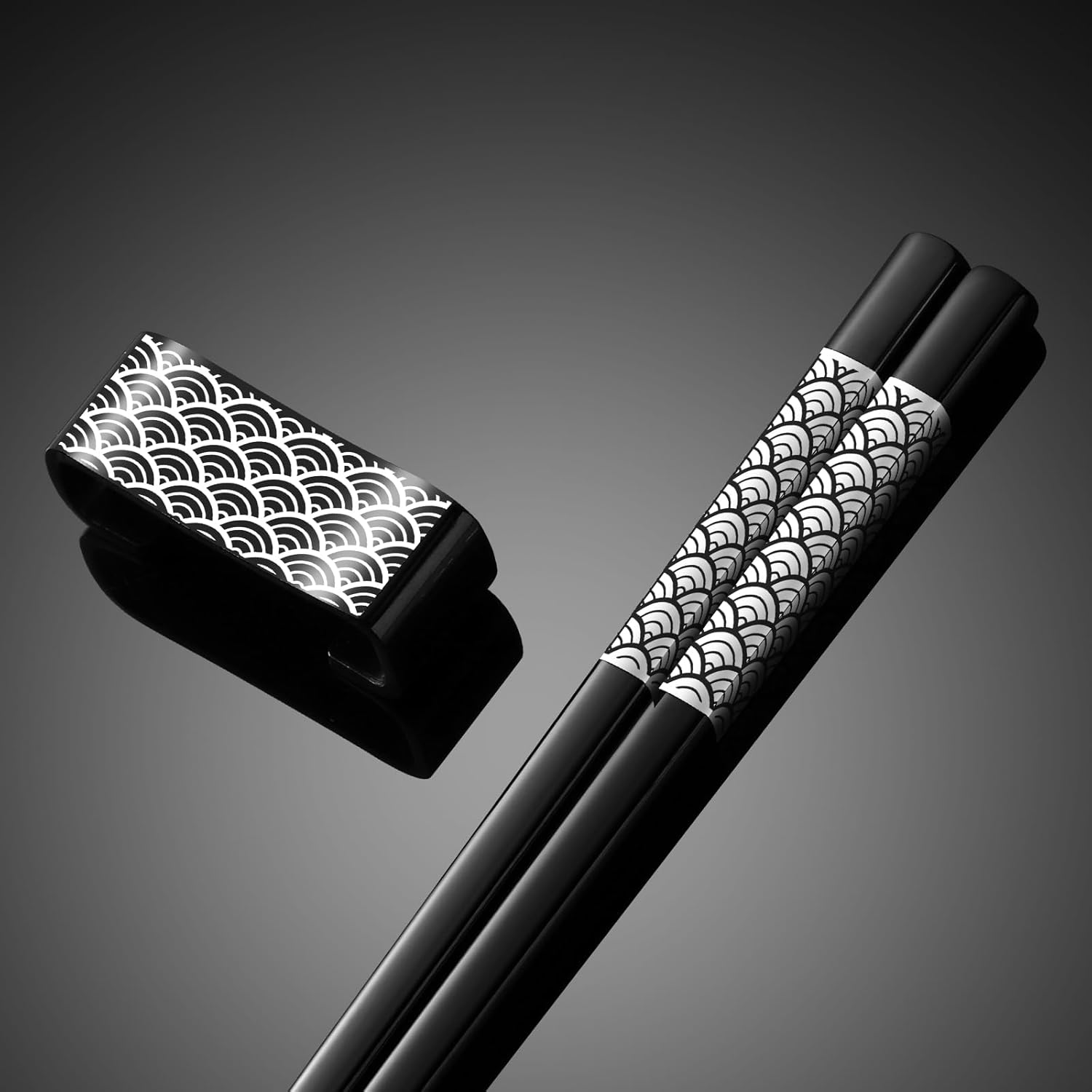 Palillos de metal reutilizables, 2 pares de palillos chapados en titanio, acero inoxidable 188 con soporte, aptos para lavavajillas, ligeros, estilo