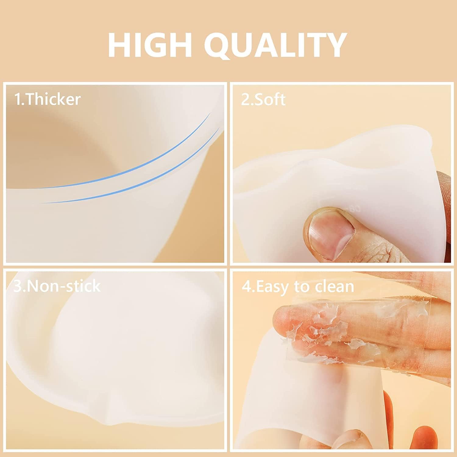 KyeeaDIY Tazas medidoras de silicona grandes, antiadherentes, reutilizables, de resina epoxi para mezclar tazas flexibles de alta precisión para