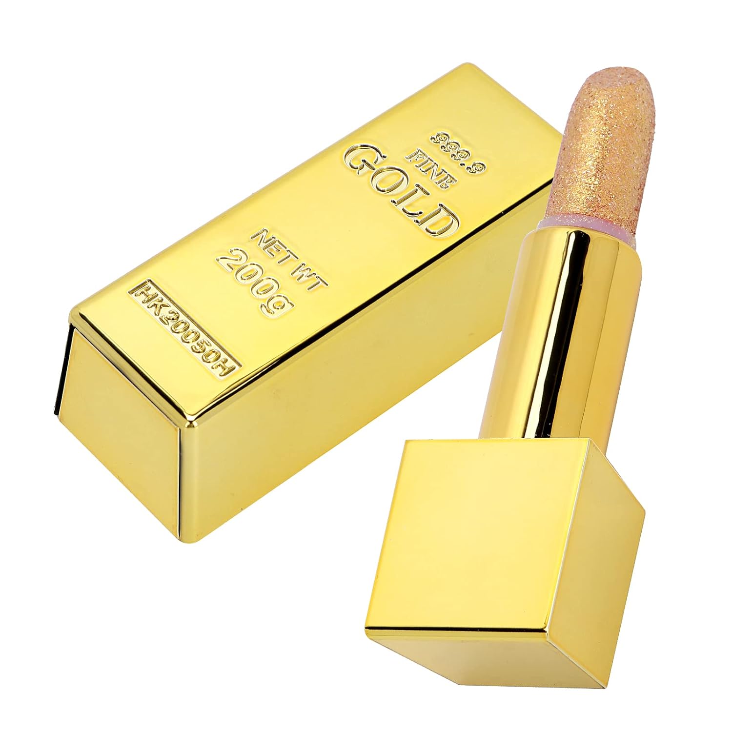 Barra de labios Gold Bar de 0.12 oz, de larga duración, hidratante y suave maquillaje de labios cosméticos (lápiz labial dorado 1 # edición