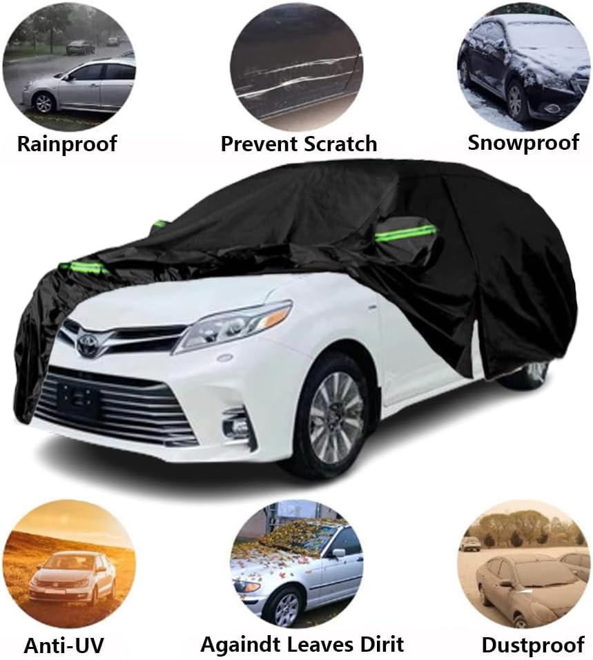 Fundas impermeables para automóvil compatibles con Toyota Sienna 2003-2023, funda de automóvil para todo tipo de clima, con puerta con cremallera