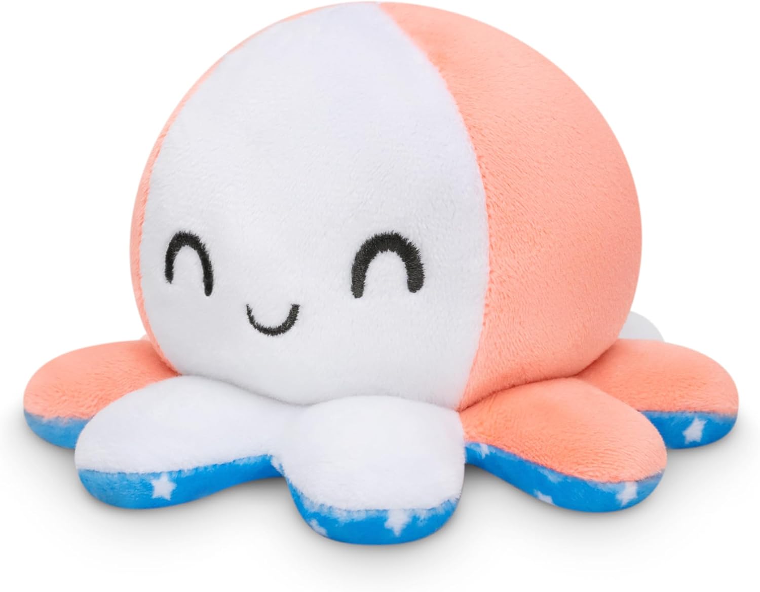 TeeTurtle – El pulpo reversible original de peluche  4 de julio  Estrellas + rayas  Bonitos animales de peluche sensoriales que muestran tu estado