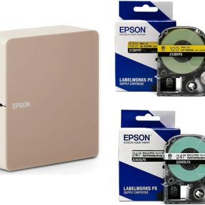 LABELWORKS Epson LW-C610PX Paquete de regreso a clases – Etiquetadora y cinta de etiquetas amarilla y blanca LABELWORKS Epson LW-C610PX Paquete de regreso a clases – Etiquetadora y cinta de etiquetas amarilla y blanca