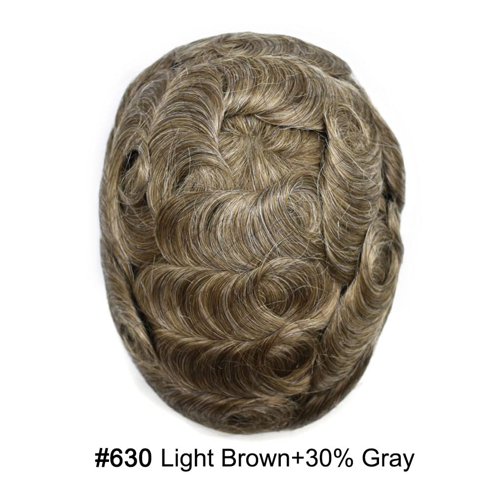 Toupee para hombres, pieza de cabello humano real, sistemas de reemplazo de cabello de polietileno completo para hombre, extensiones de pelo tipo