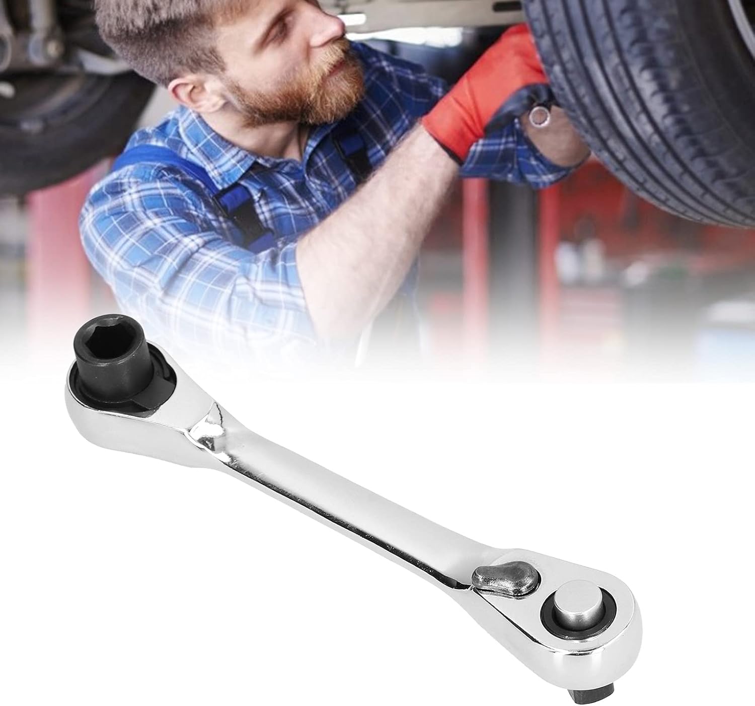 Mini llave de trinquete de doble cabeza, llaves ajustables, llave de 14 de pulgada 72 dientes y destornillador destornillador llave de trinquete de