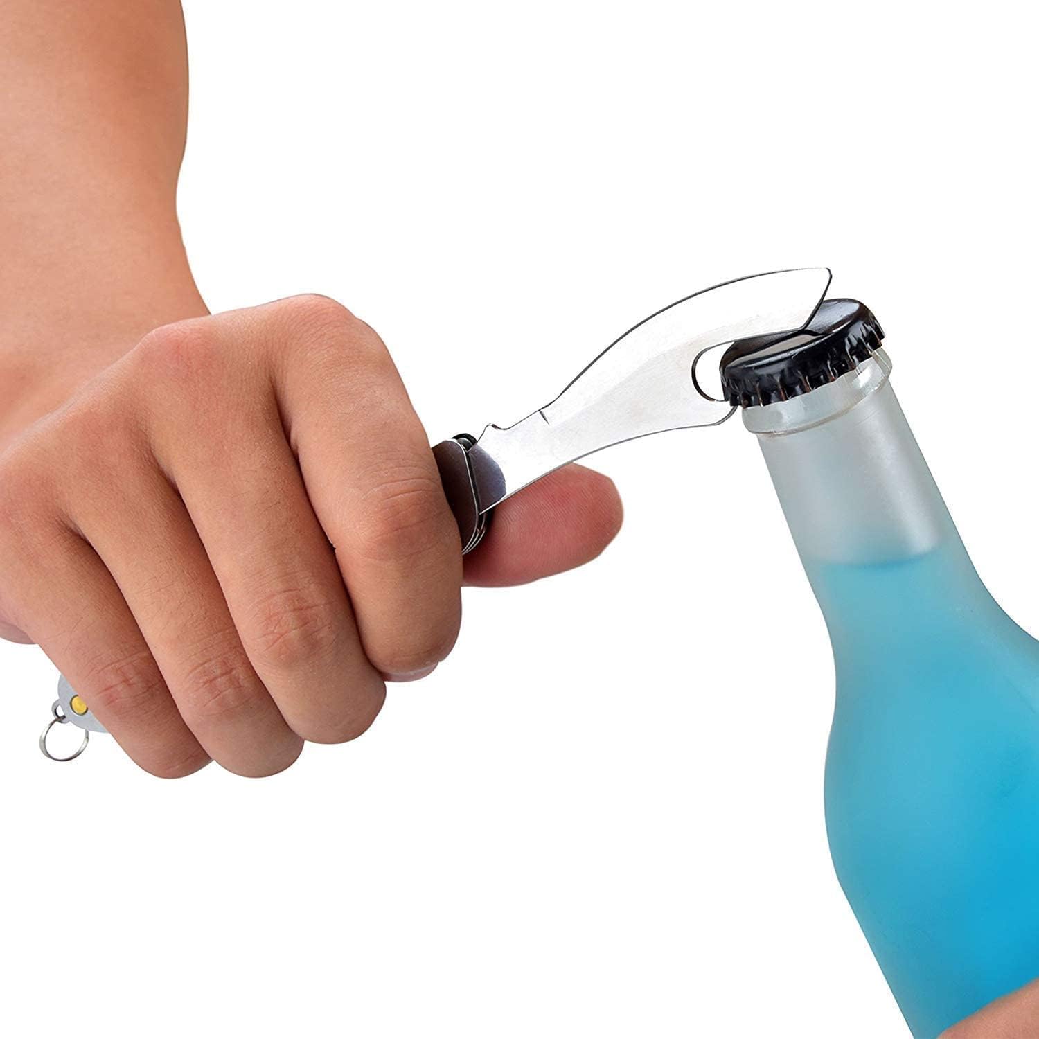 Orblue Utensilios de campamento 4 en 1, paquete de 2, cuchara portátil de acero inoxidable, tenedor, cuchillo y abridor de botellas,